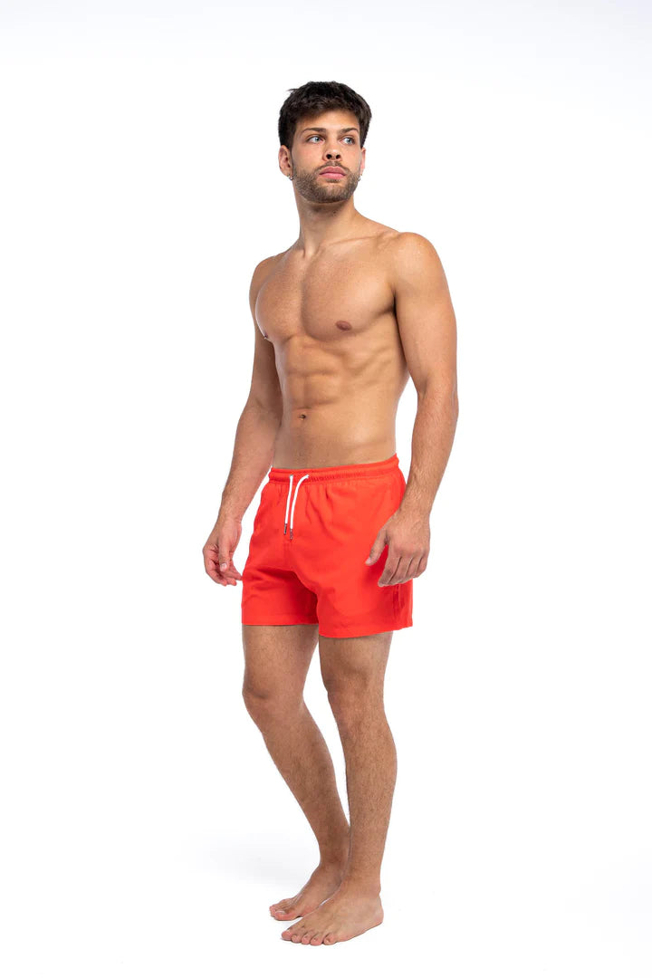 Classic Switch Swim Shorts - Water-Activated Pattern - Red to Sharks