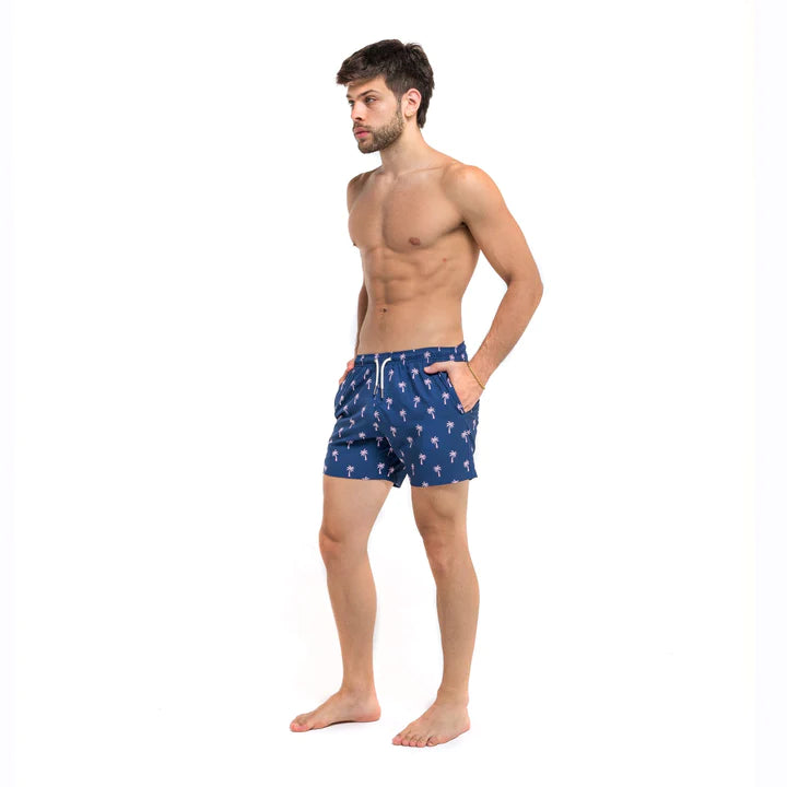 Classic Swim Shorts with Compression Liner - Pink Palm 2.0