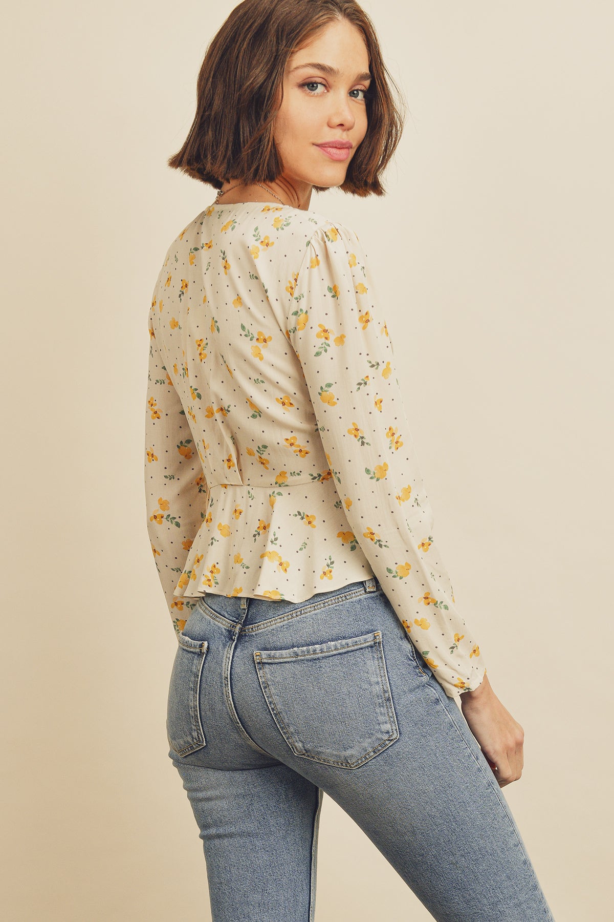 Buttercup Tie-Front Top - Cream/Yellow