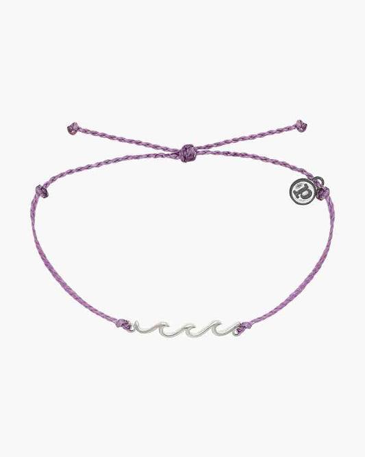 Charm Bracelet - Delicate Wave - Silver - Light Purple