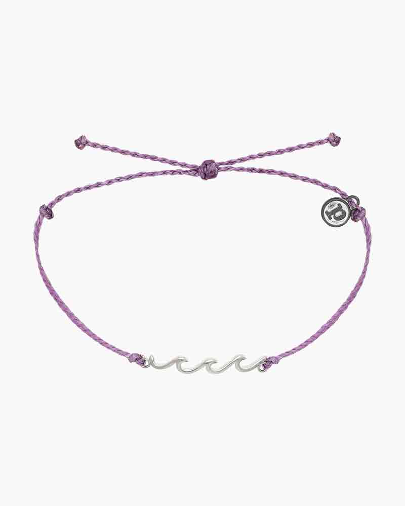 Charm Bracelet - Delicate Wave - Silver - Light Purple