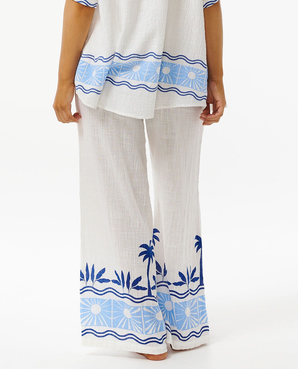 Santorini Sun Printed Pants - Blue