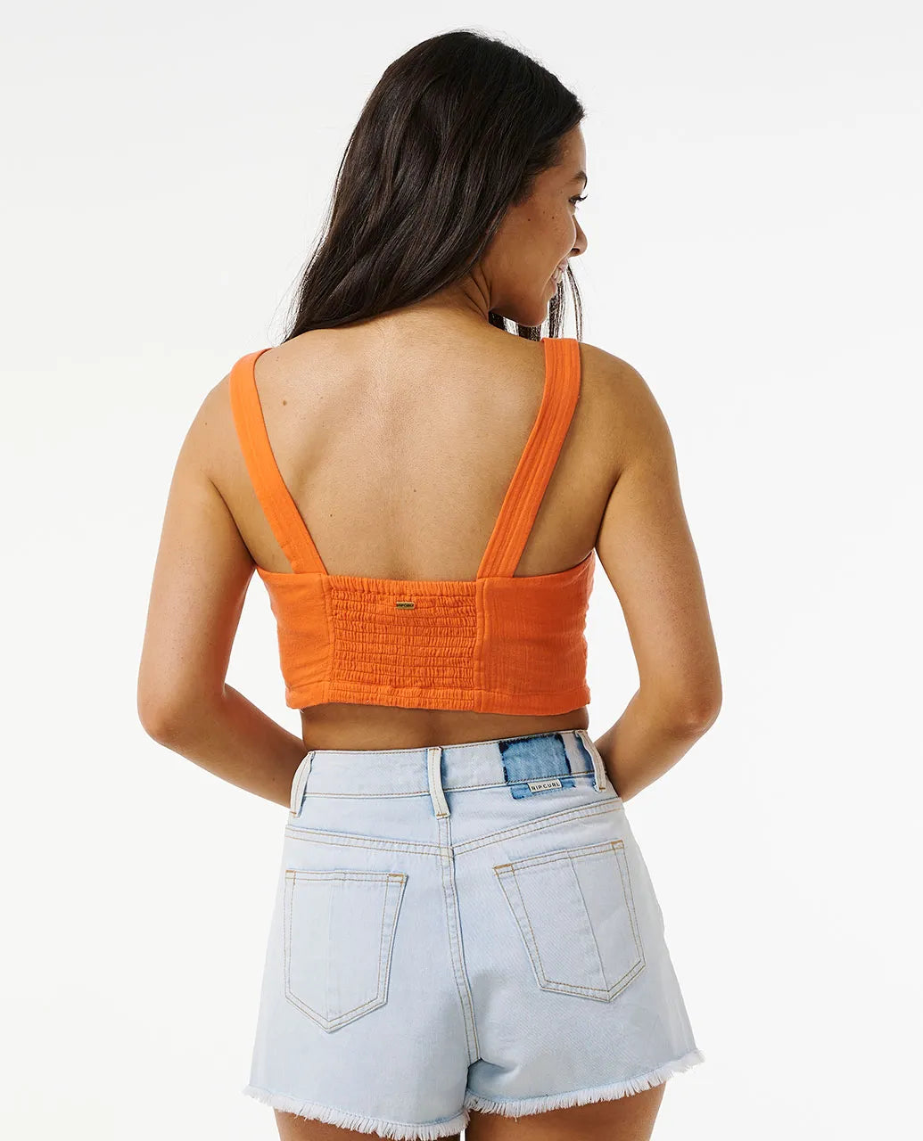 Premium Surf Cropped Tank Top - Bright Orange