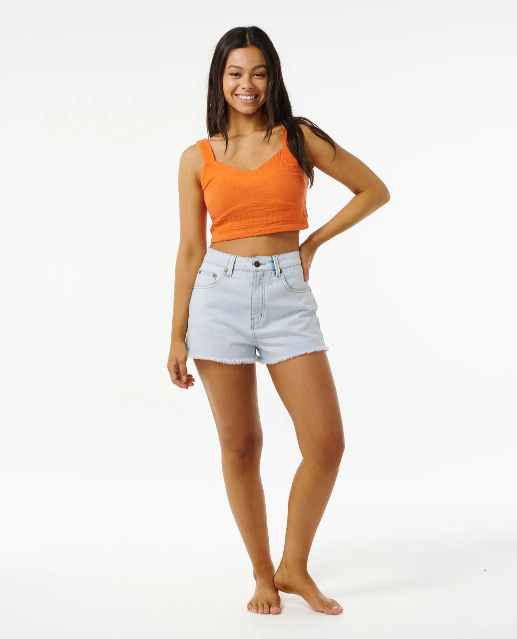 Premium Surf Cropped Tank Top - Bright Orange