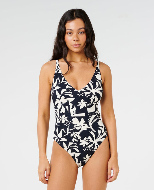 Topanga Geo Full One Piece Swimsuit - Black
