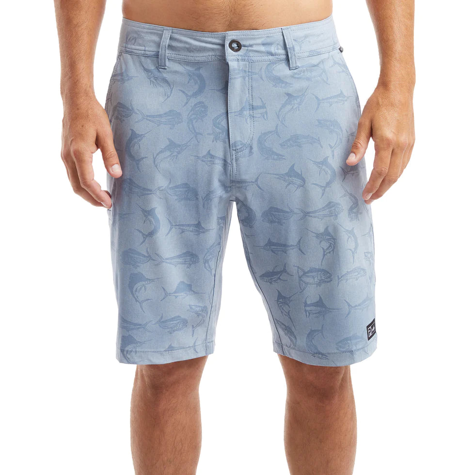 Deep Sea Hybrid Shorts - Water Activated Pattern - Fish Camo - Slate