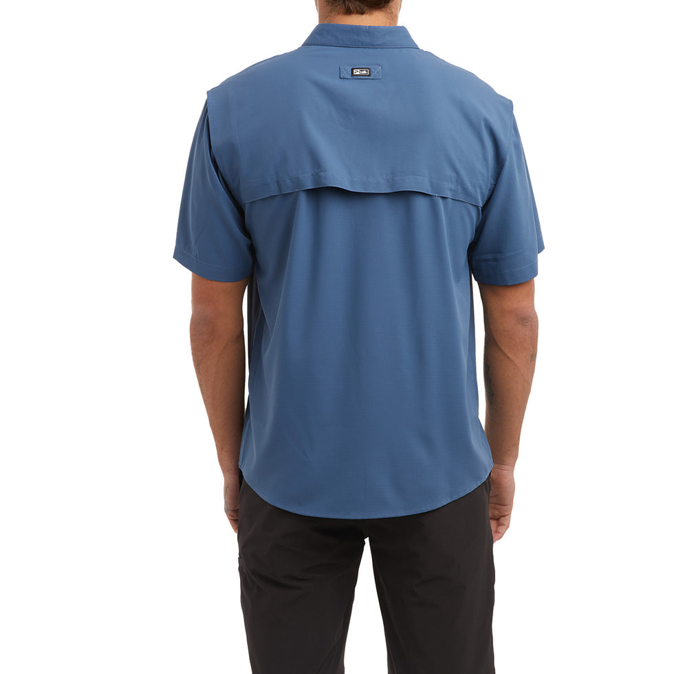 Keys Short Sleeve Button-Down Guide Fishing Shirt - Smokey Blue