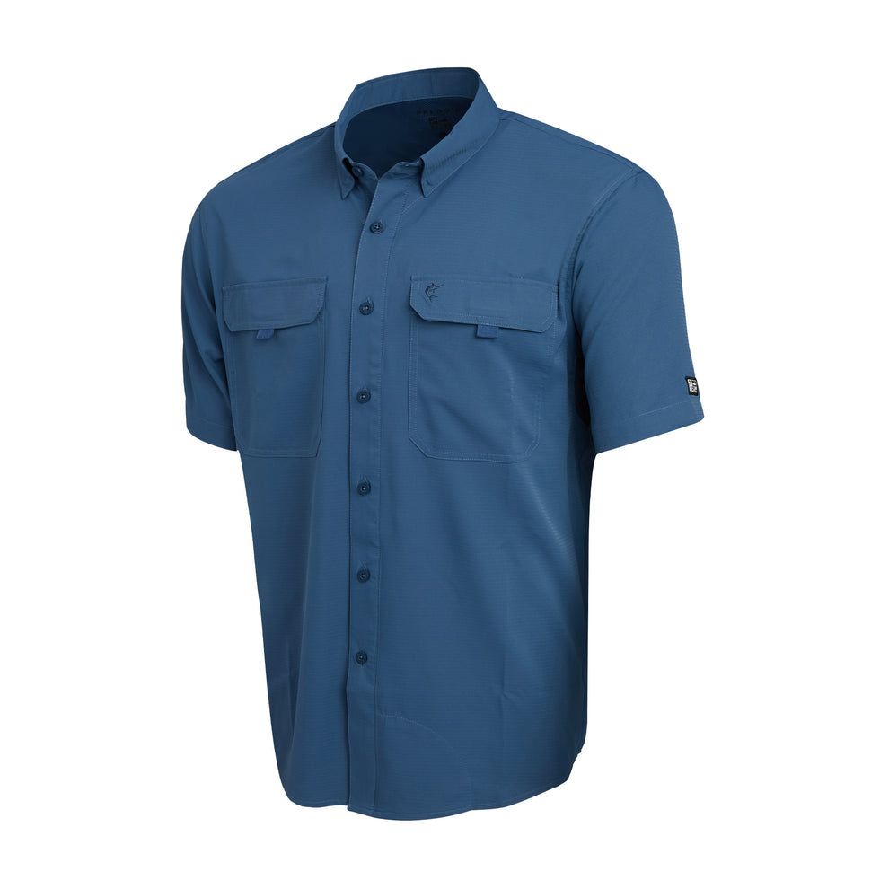 Keys Short Sleeve Button-Down Guide Fishing Shirt - Smokey Blue