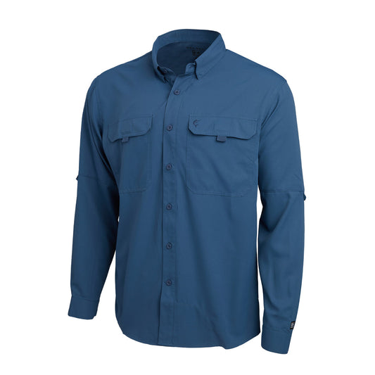 Keys Long Sleeve Button-Down Guide Fishing Shirt - Smokey Blue