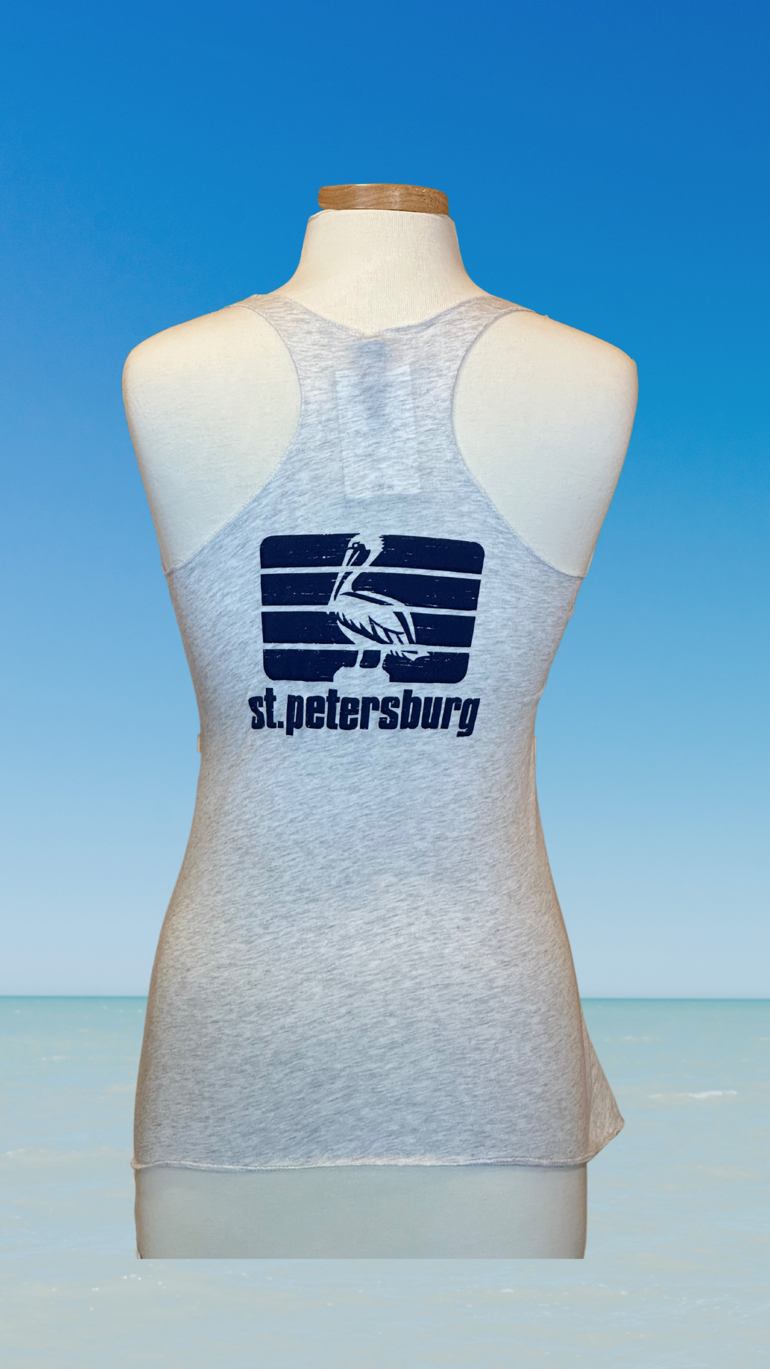 Women's Tank Top - Light Grey- Blue St. Pete Pelican