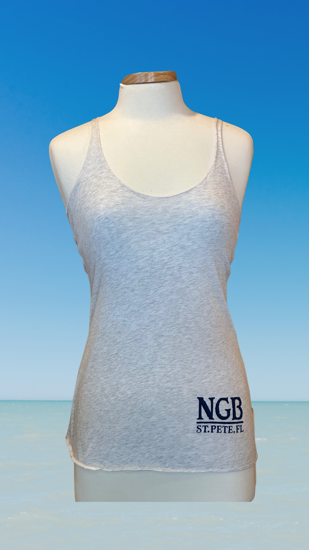 Women's Tank Top - Light Grey- Blue St. Pete Pelican