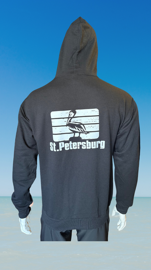 Pullover Hoodie - Black - White St. Pete Pelican