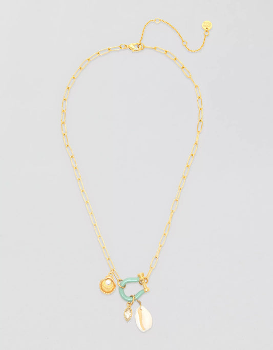 Necklace - Bonne Chance Cowrie Charm - Gold
