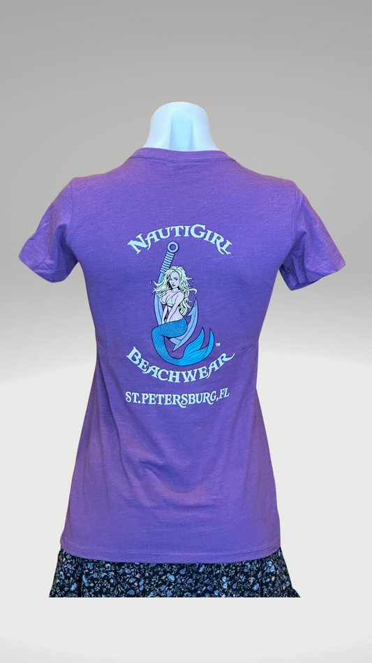 Women's Short Sleeve T-Shirt - Purple - Kaia Logo - White Text