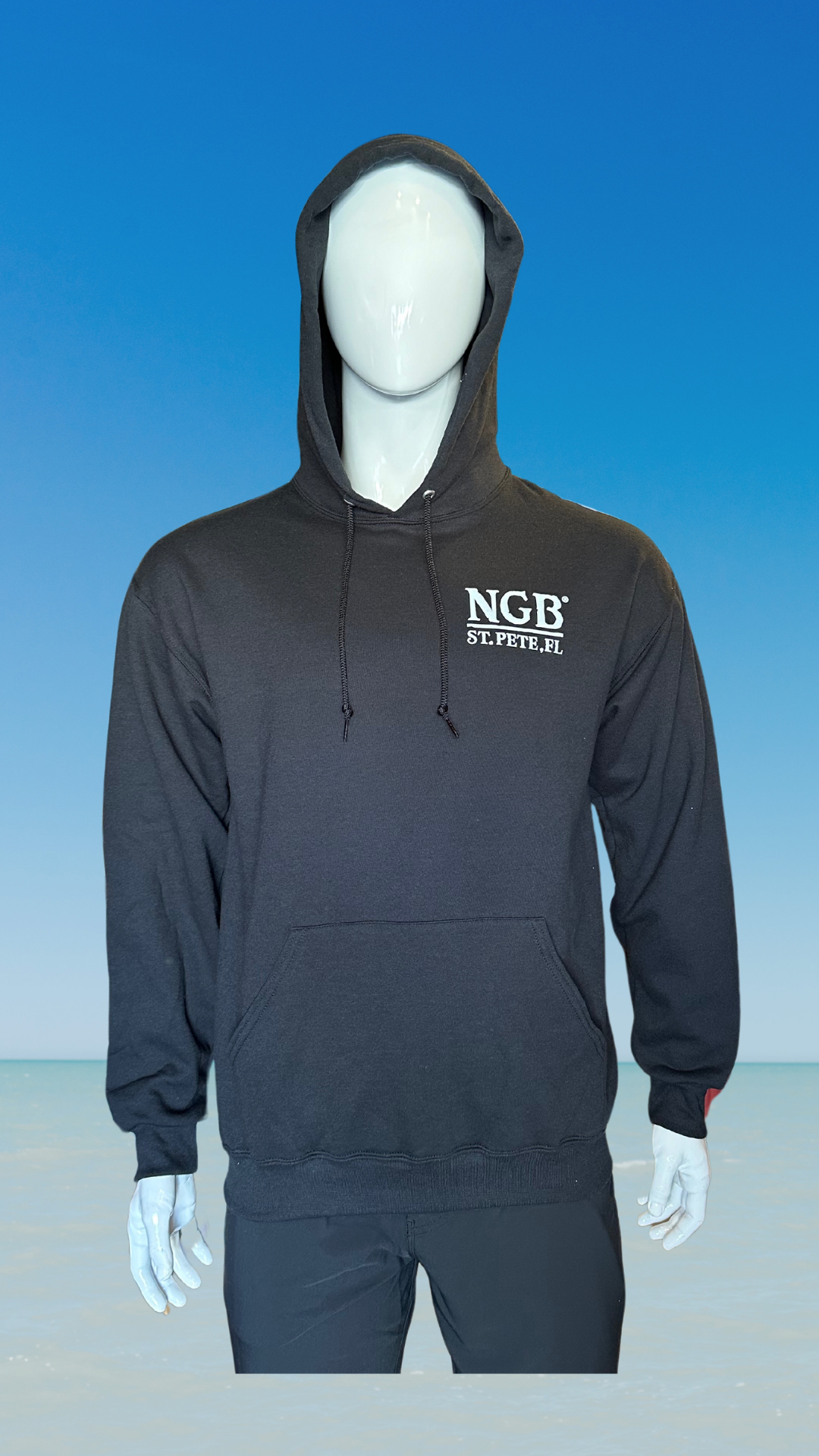 Pullover Hoodie - Black - White St. Pete Pelican