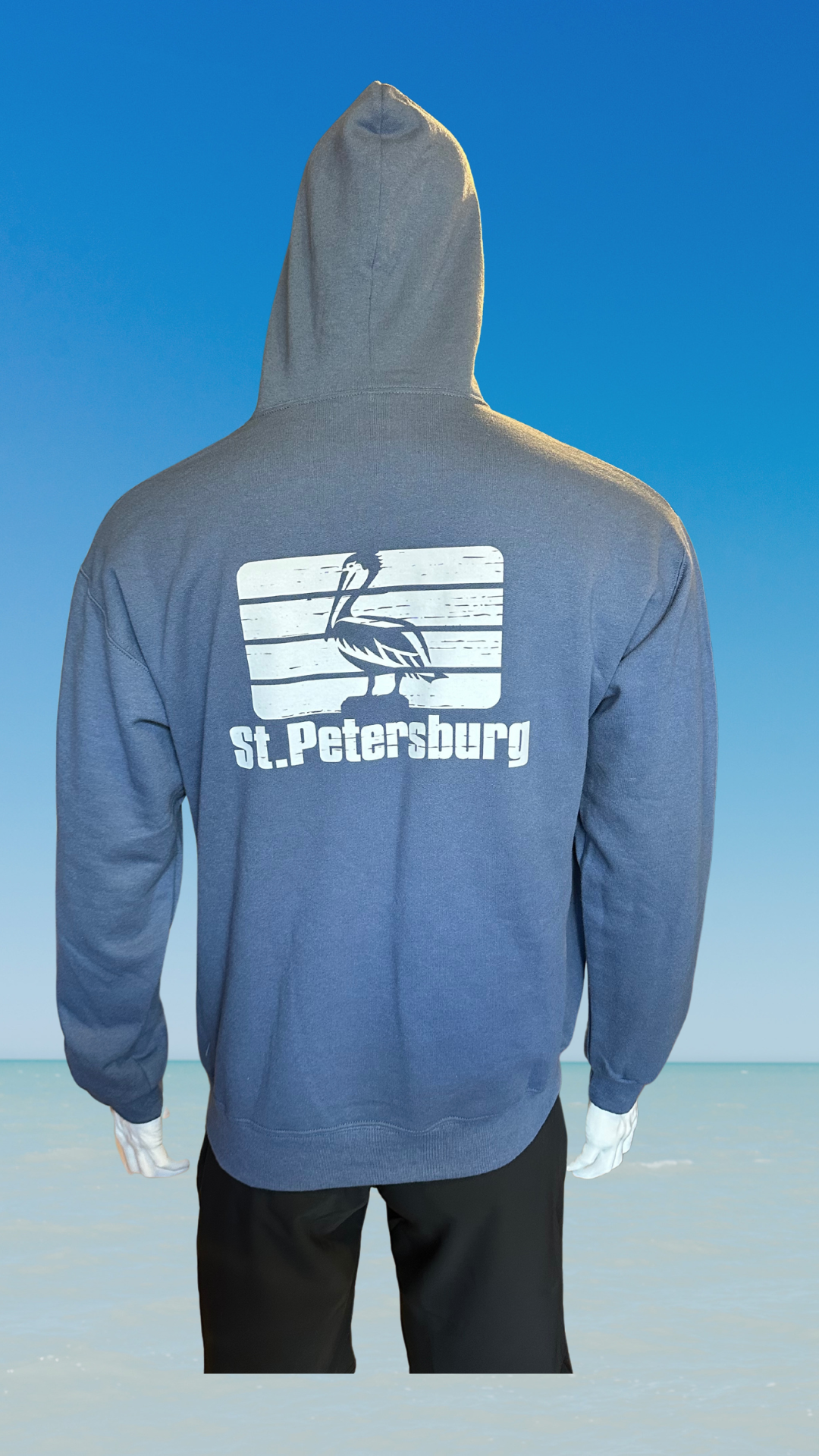 Pullover Hoodie - Denim - White St. Pete Pelican