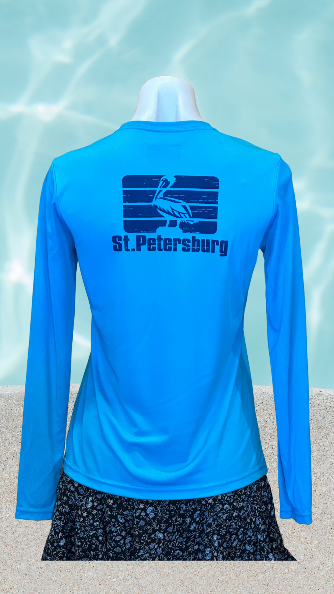 Women's Long Sleeve UPF Sun Shirt - Electric Blue - Blue St. Pete Pelican