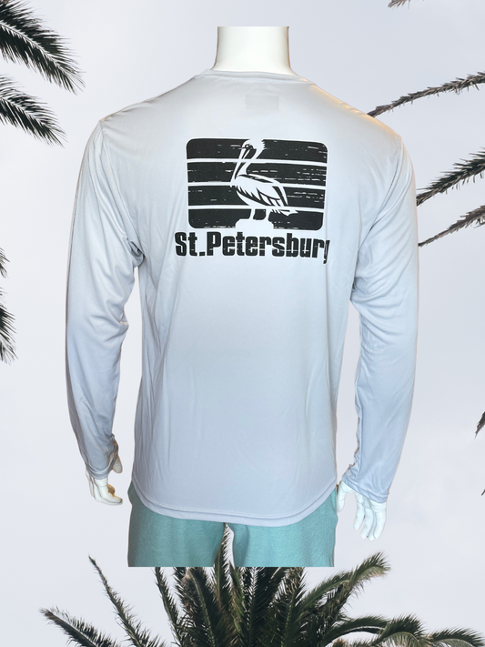Long Sleeve UPF Sun Shirt - Silver - Black St. Pete Pelican