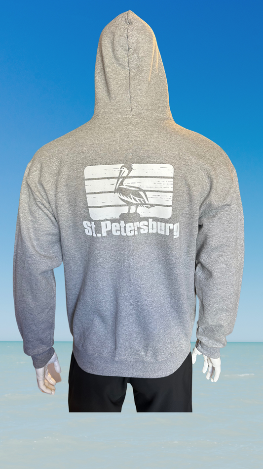 Pullover Hoodie - Light Grey - White St. Pete Pelican