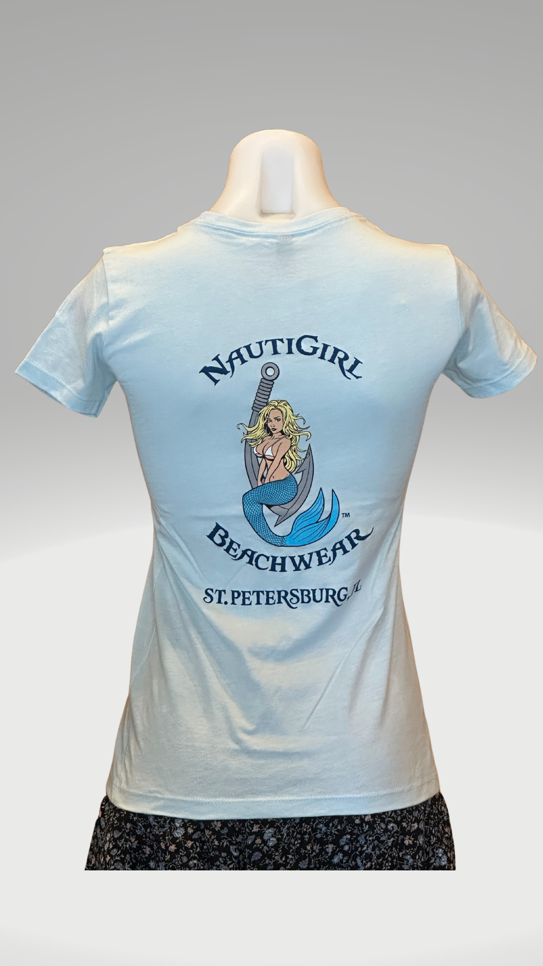 Women's Short Sleeve T-Shirt - Ice Blue - Kaia Logo - Blue Text