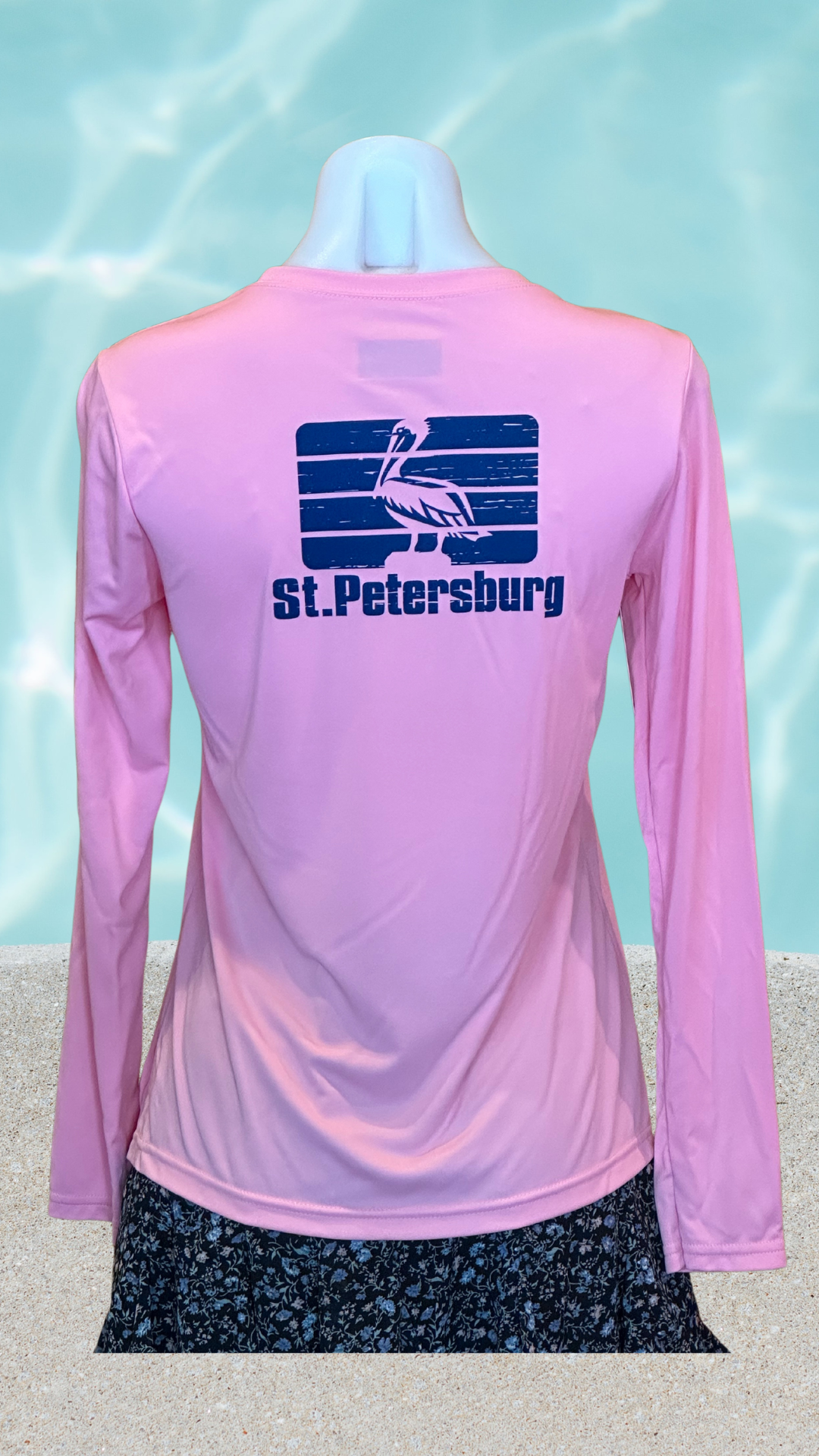 Women's Long Sleeve UPF Sun Shirt - Pink - Blue St. Pete Pelican