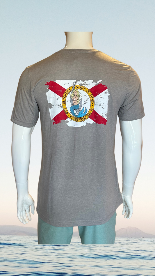 NGB T-Shirt SS - Light Grey - Kaia on Distressed FL Flag