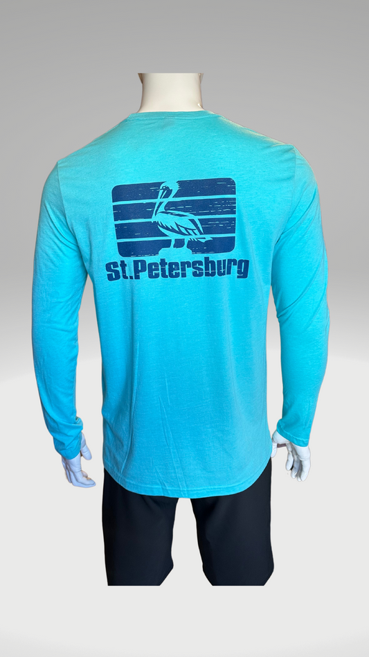 Long Sleeve T-Shirt - Tahiti Blue - Blue St. Pete Pelican