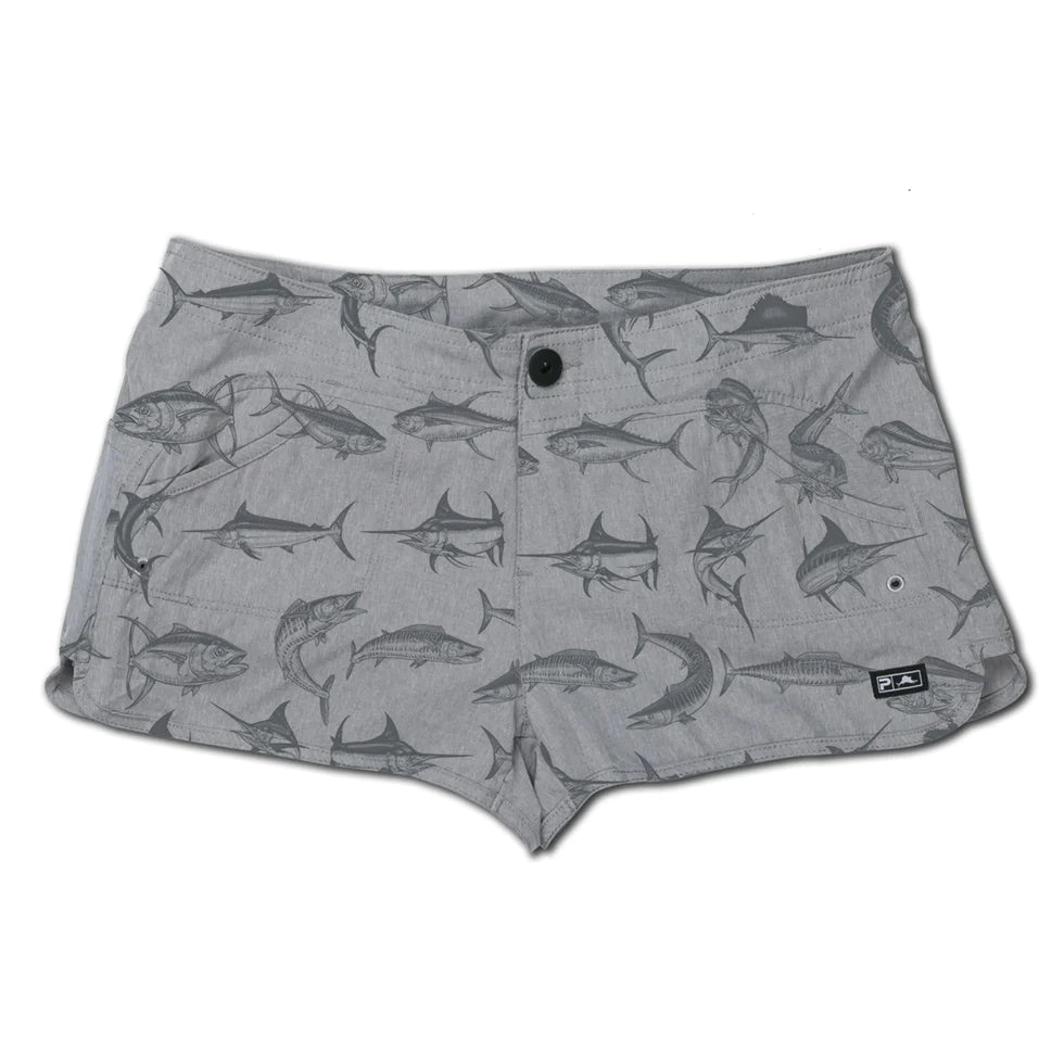 Pelagic Women's Deep Sea Hybrid Fishing Shorts-Grey -6