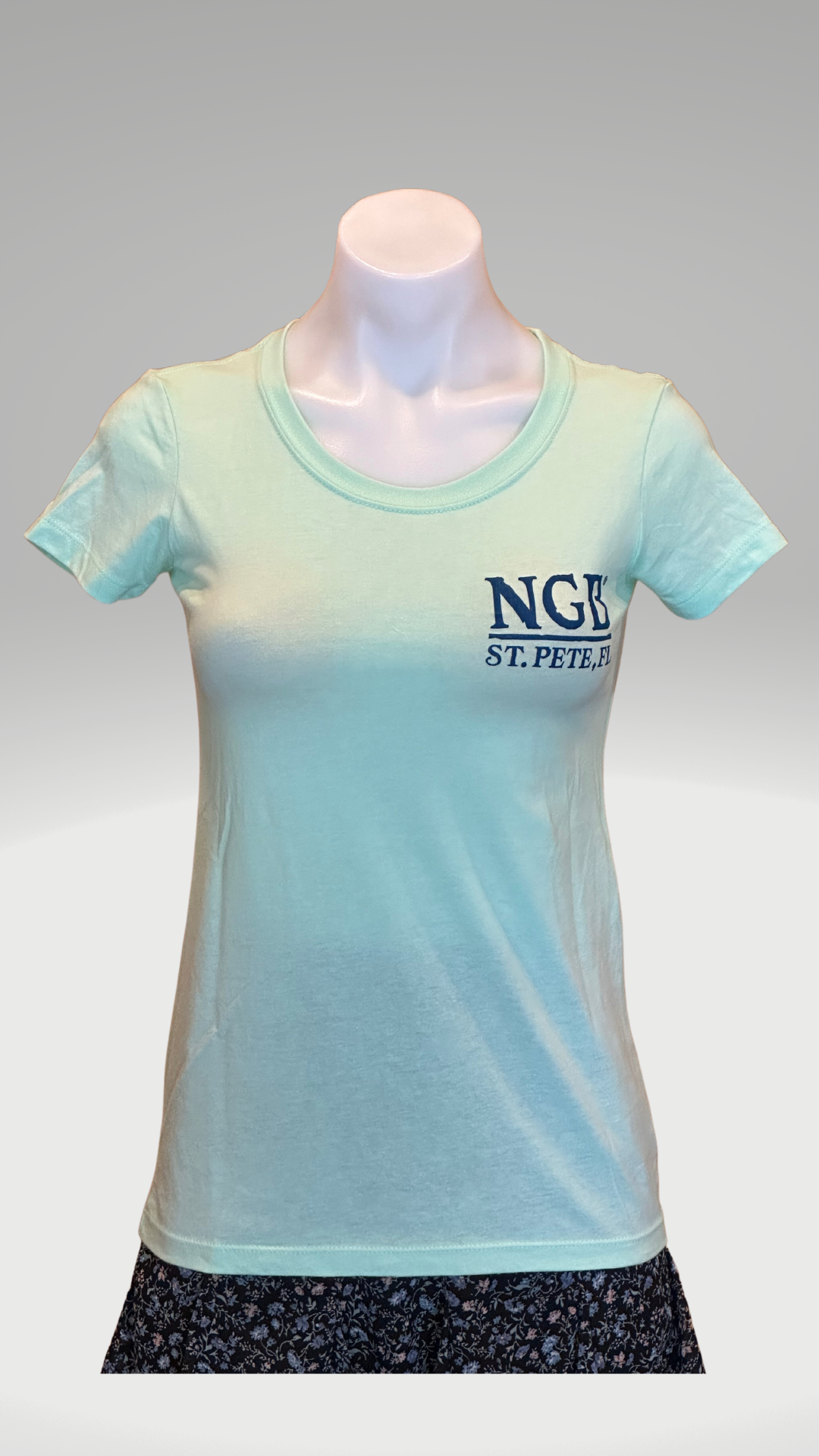 Women's Short Sleeve T-Shirt - Mint - Kaia Logo - Blue Text