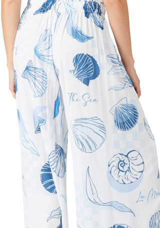 Flowy Crepe Pants - La Mer Seashell