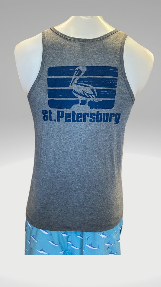 Men's Tank Top - Grey - Blue St. Pete Pelican