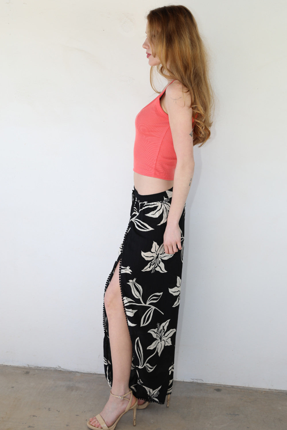 Pants with Ruffles and Tassel Drawstring - Black