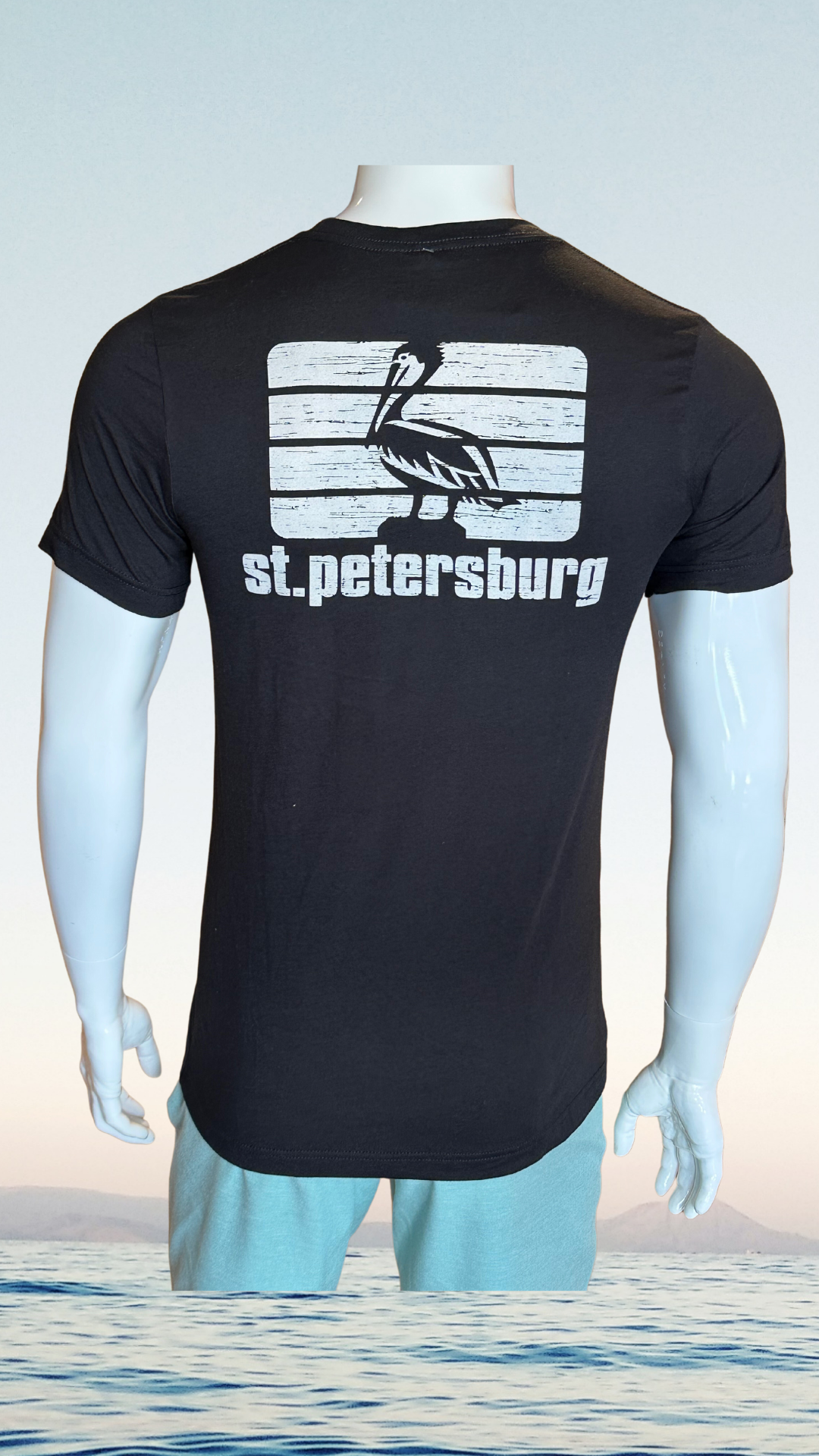 Short Sleeve T-Shirt - Black - White St. Pete Pelican
