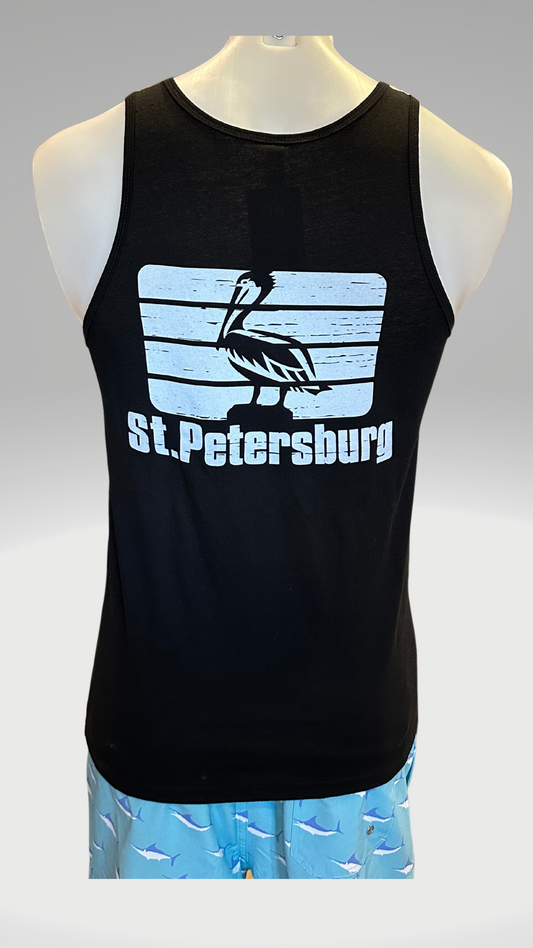Men's Tank Top - Black - White St. Pete Pelican