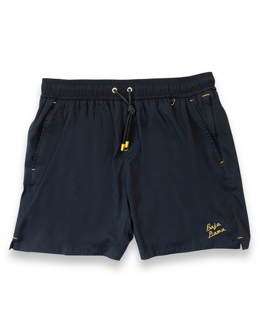 Neptune Elastic Waist Swim Shorts - Fort Knox (Black)