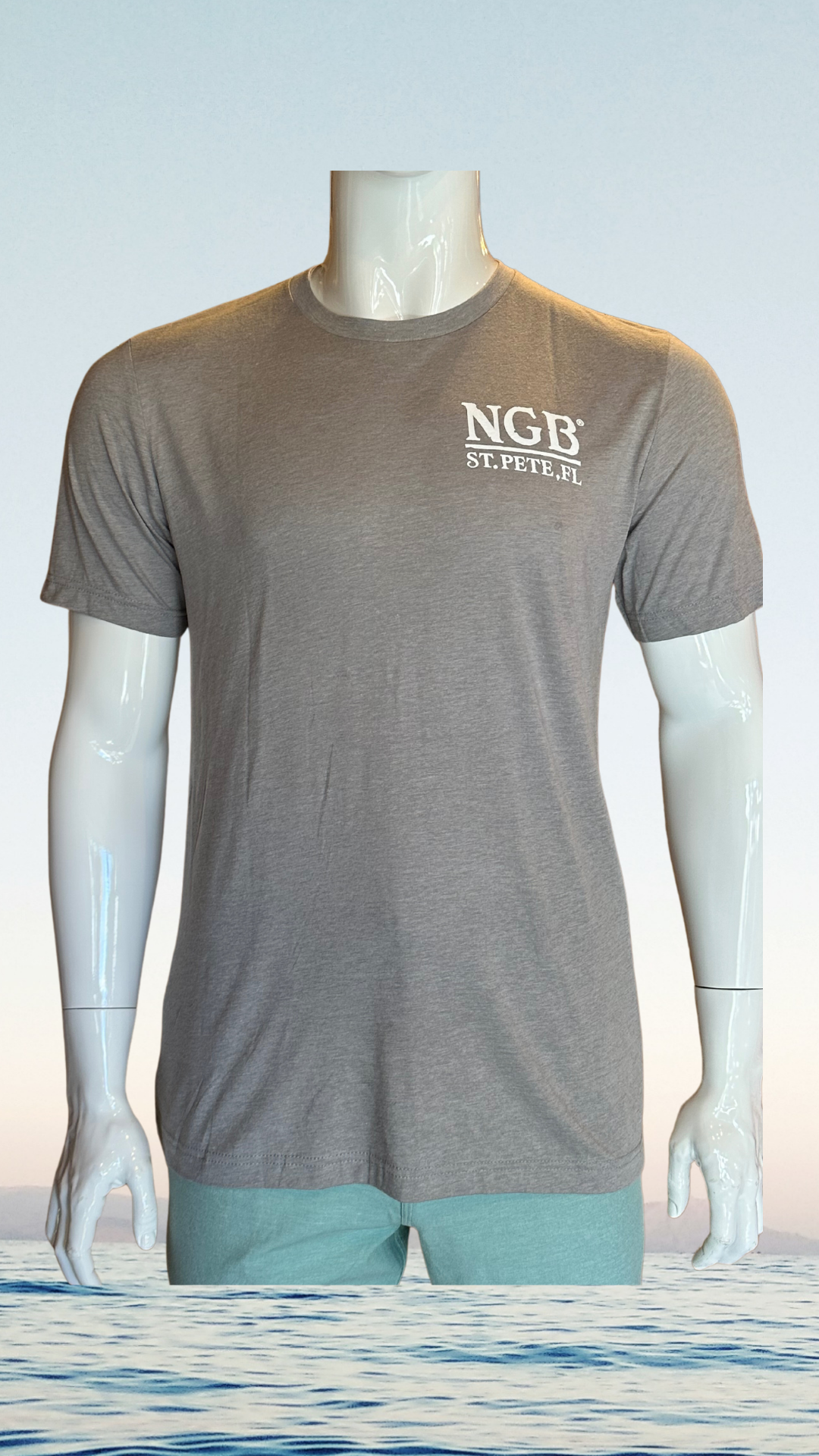 Short Sleeve T-Shirt - Light Grey - Kaia on Distressed FL Flag