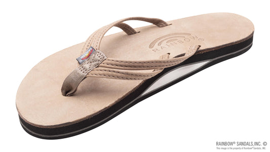 Rainbow Sandals - Sandpiper Luxury Leather Narrow Strap - Stone Grey