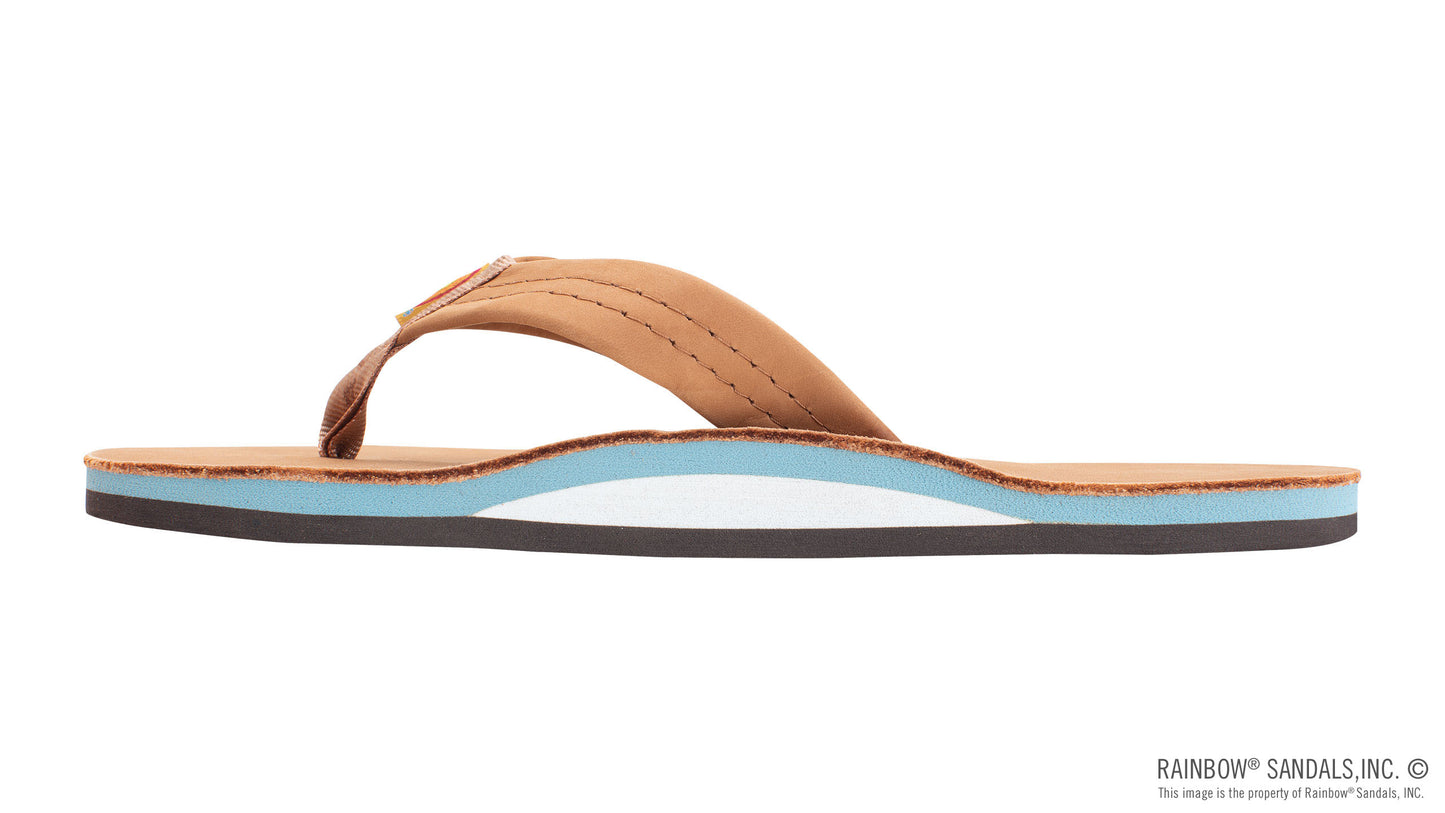 Single Arch Narrow Strap Sandals - Tan/Blue