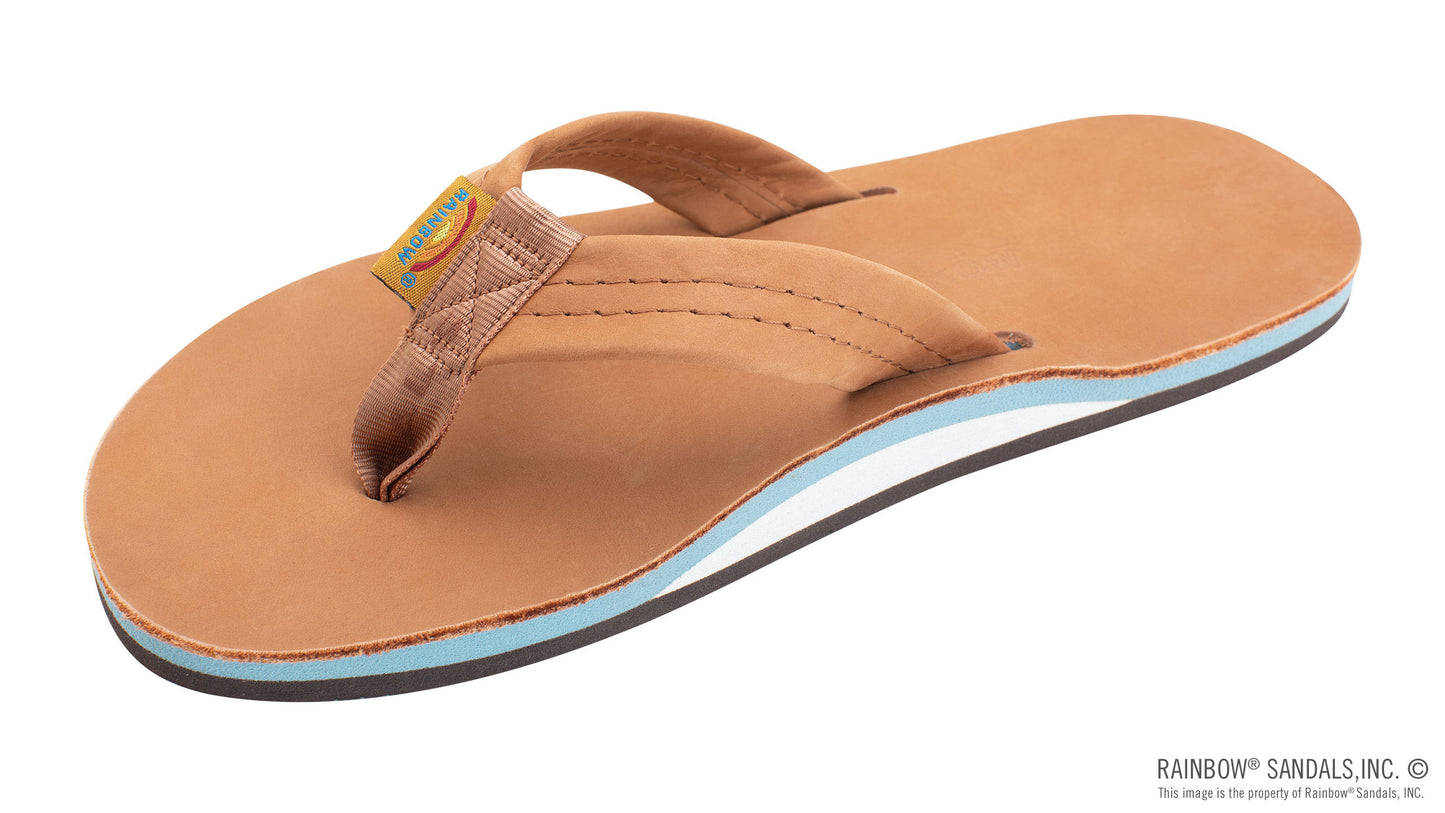 Single Arch Narrow Strap Sandals - Tan/Blue