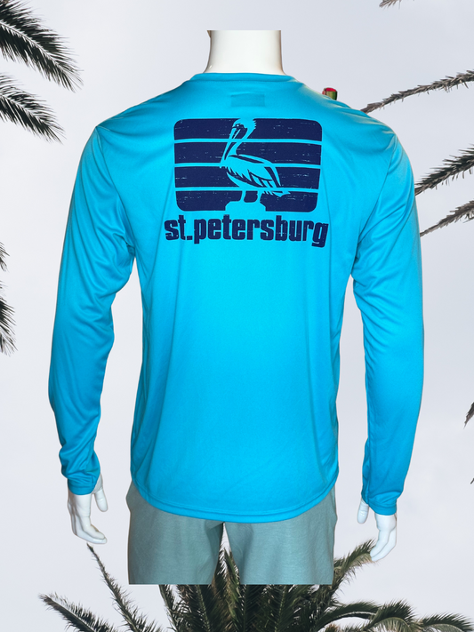 Long Sleeve UPF Sun Shirt - Turquoise - Blue St. Pete Pelican
