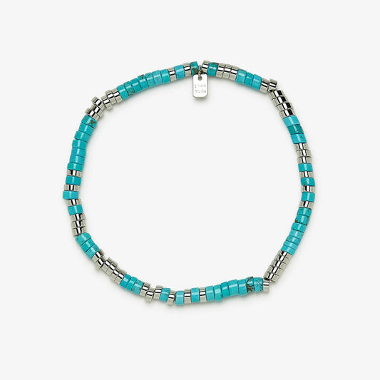 Pura Vida Stretch Anklet - Turquoise Bead Stretch - Silver