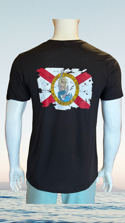 NGB T-Shirt SS - Black - Kaia on Distressed FL Flag