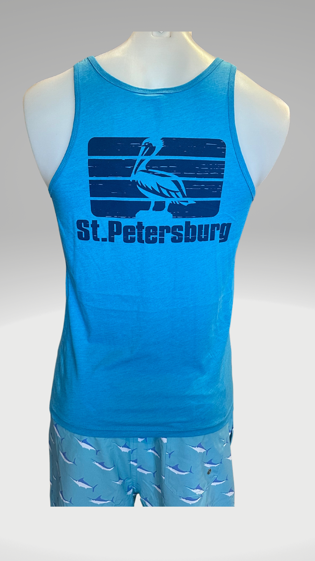 Men's Tank Top - Aqua - Blue St. Pete Pelican