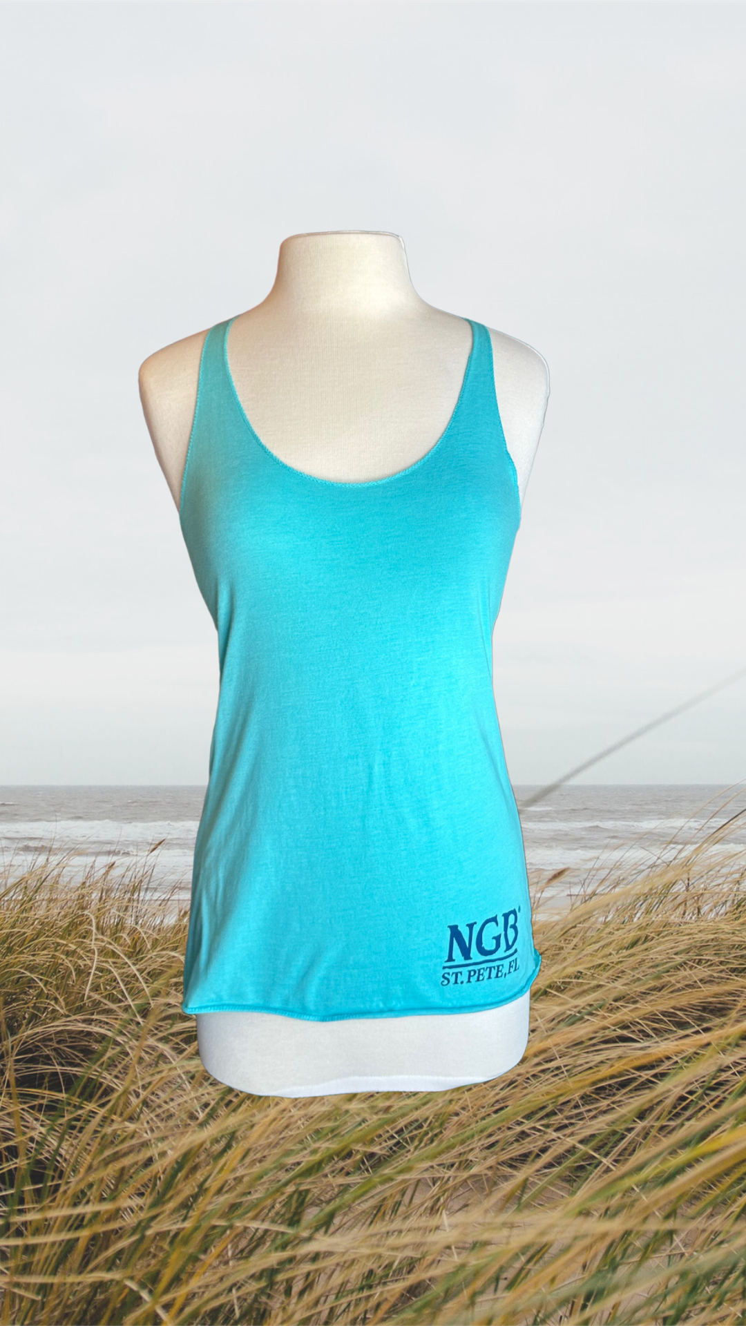 Women's Tank Top - Tahiti Blue - Kaia Logo - Blue Text