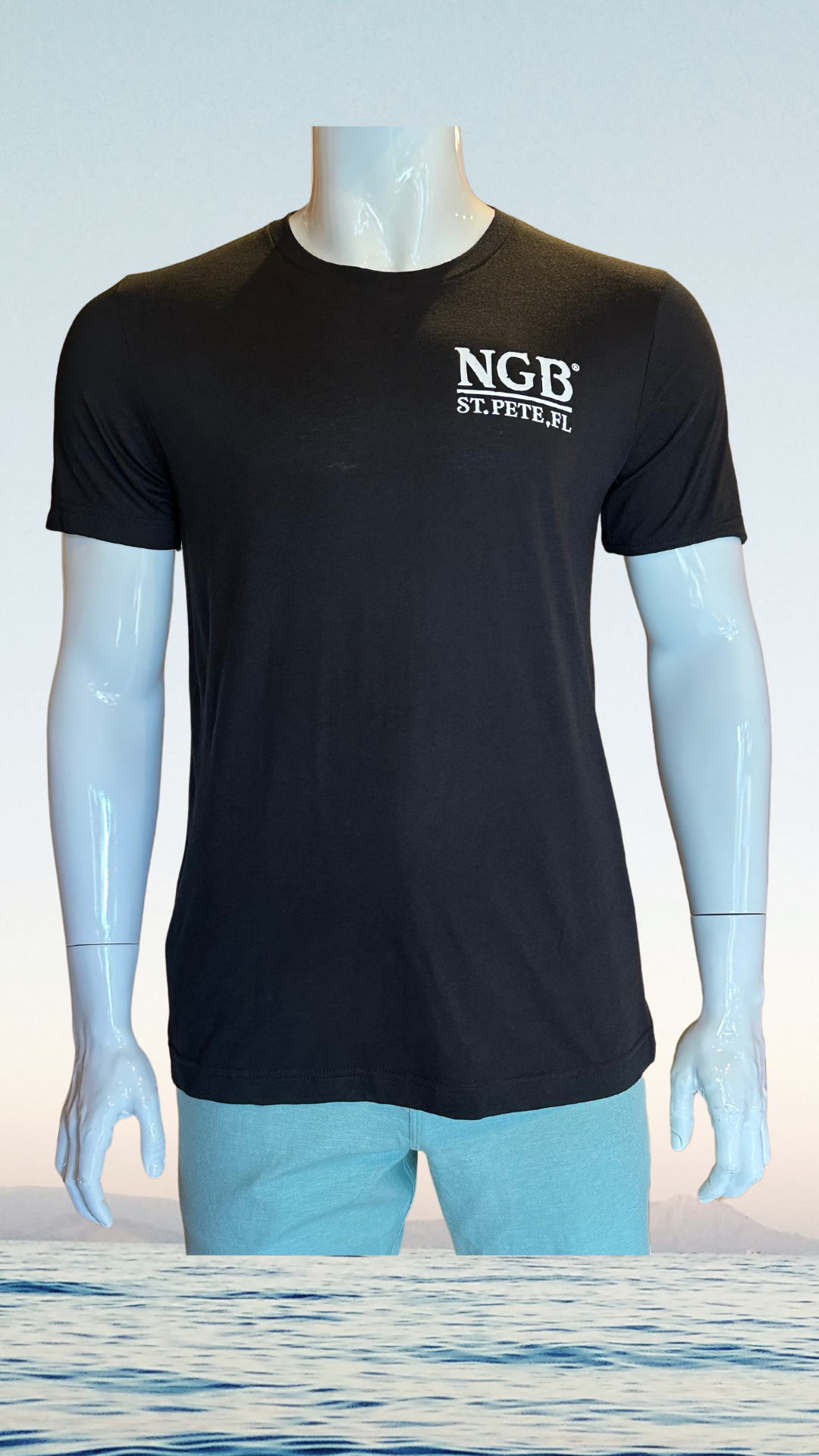 Short Sleeve T-Shirt - Black - Kaia on Distressed FL Flag