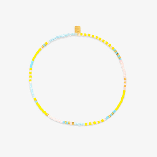 Stretch Anklet - Mixed Seed Bead - Sunset Beach (Gold)