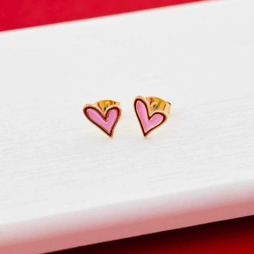 Earrings - Emanel Abstract Heart Studs - Gold