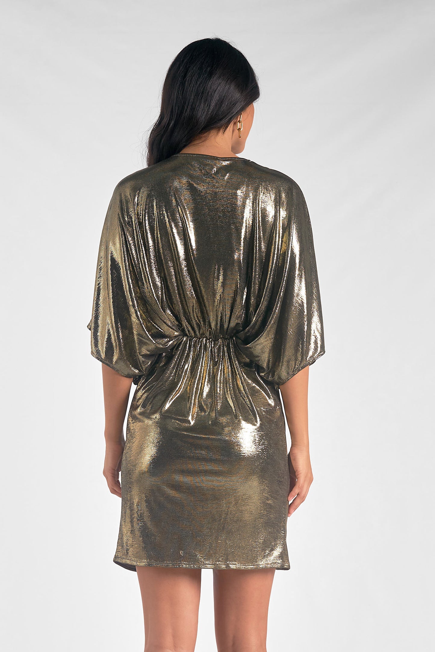 Mini Dress with Front Scrunch - Gold