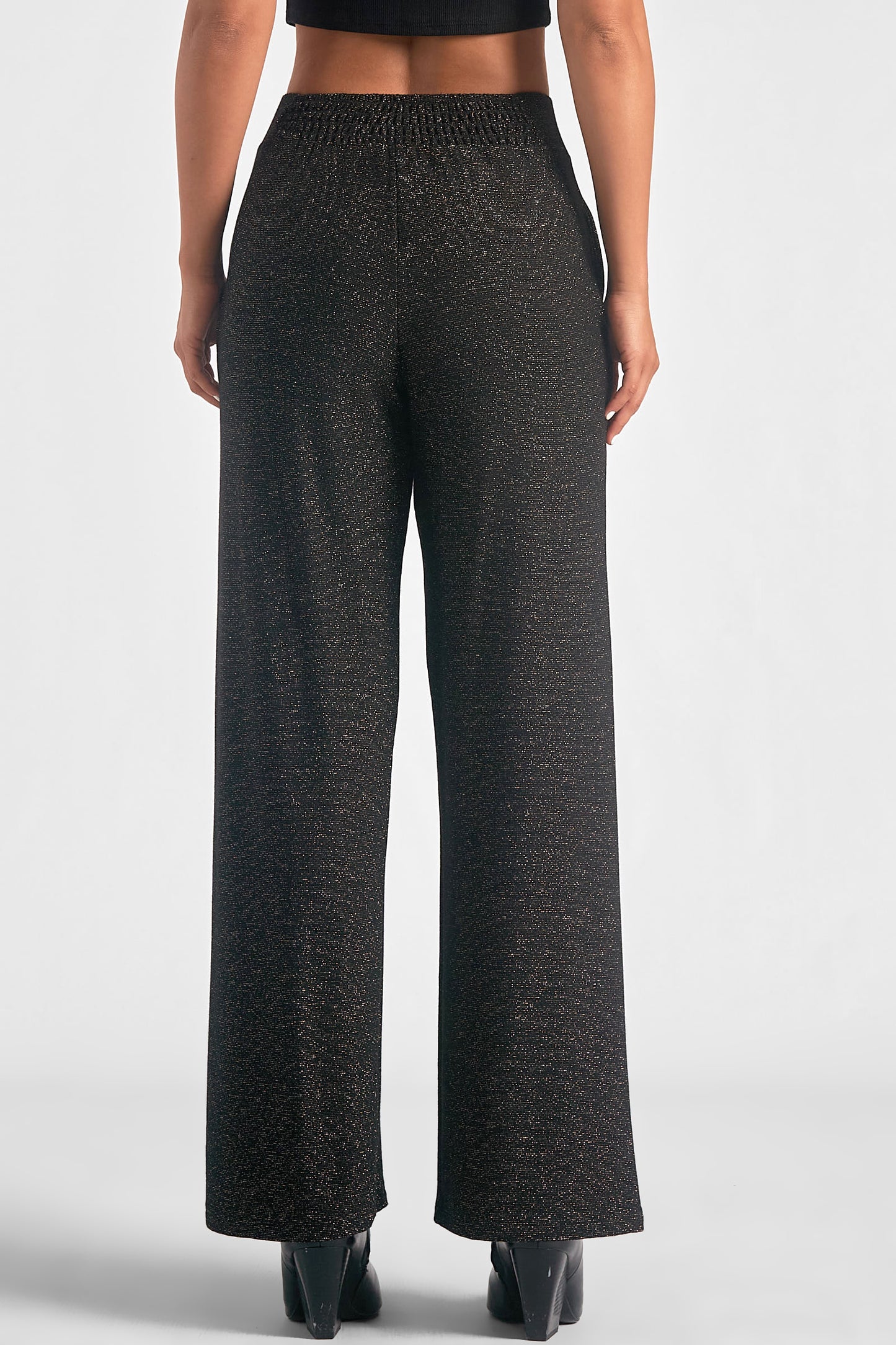 Wide Leg Shimmer Pants - Black