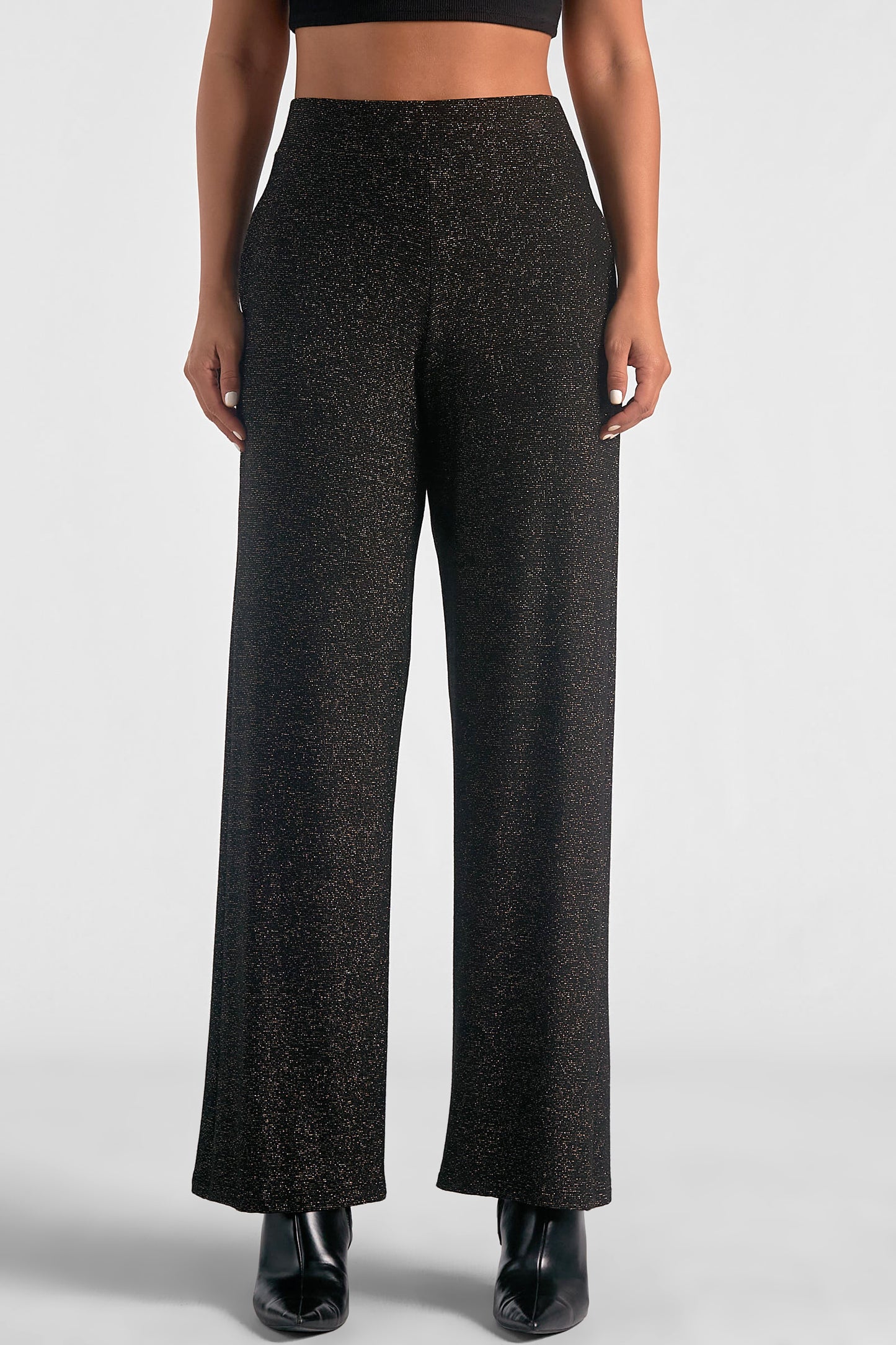 Wide Leg Shimmer Pants - Black